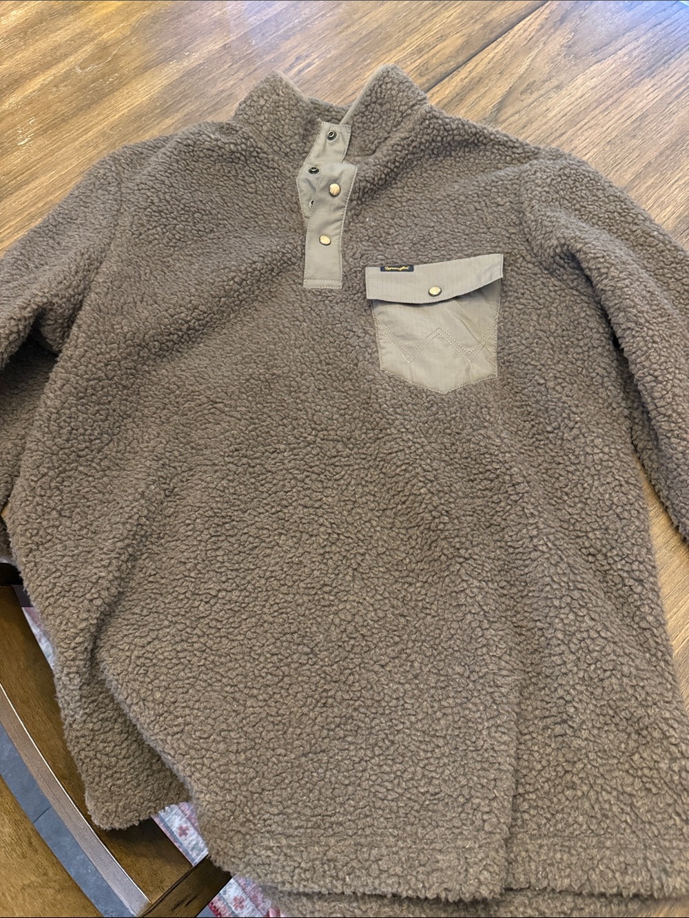 Wrangler Brown Sherpa Pullover with Chest Pocket